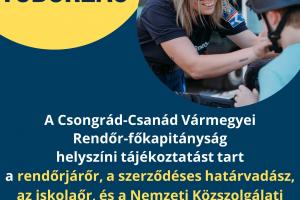 Toborzást tart a Csongrád-Csanád Vármegyei Rendőr-főkapitányság 2026. január 19.-én, hétfőn 10:30 és 11:30 között