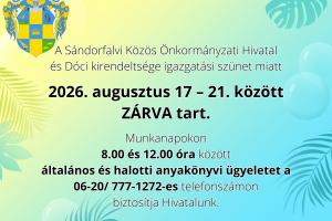 Tájékoztató igazgatási szünetről